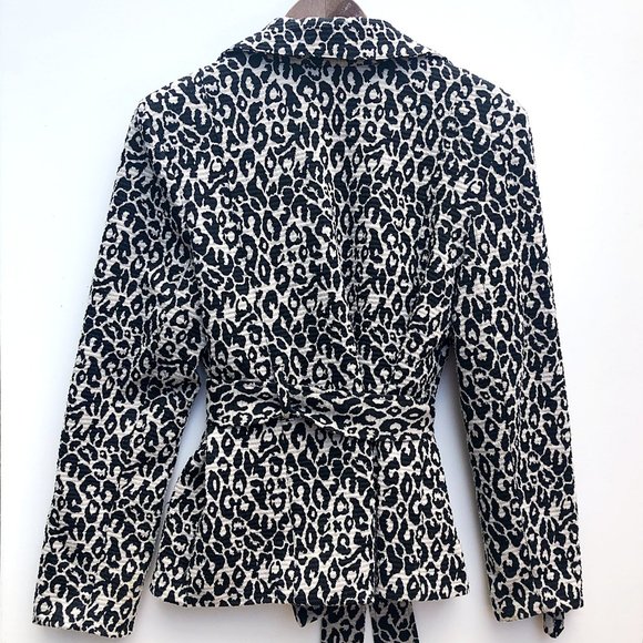 NY Collection Leopard Double-Breasted Pea Coat - Picture 3 of 6